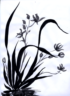 Chinese Brushpainting of Orchid